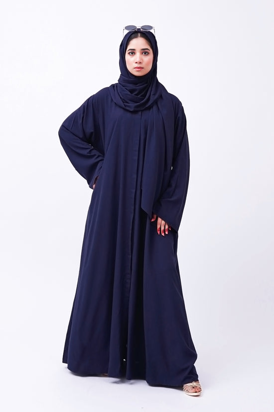 Front open 0121-P Malai Lawn-Navy Blue-