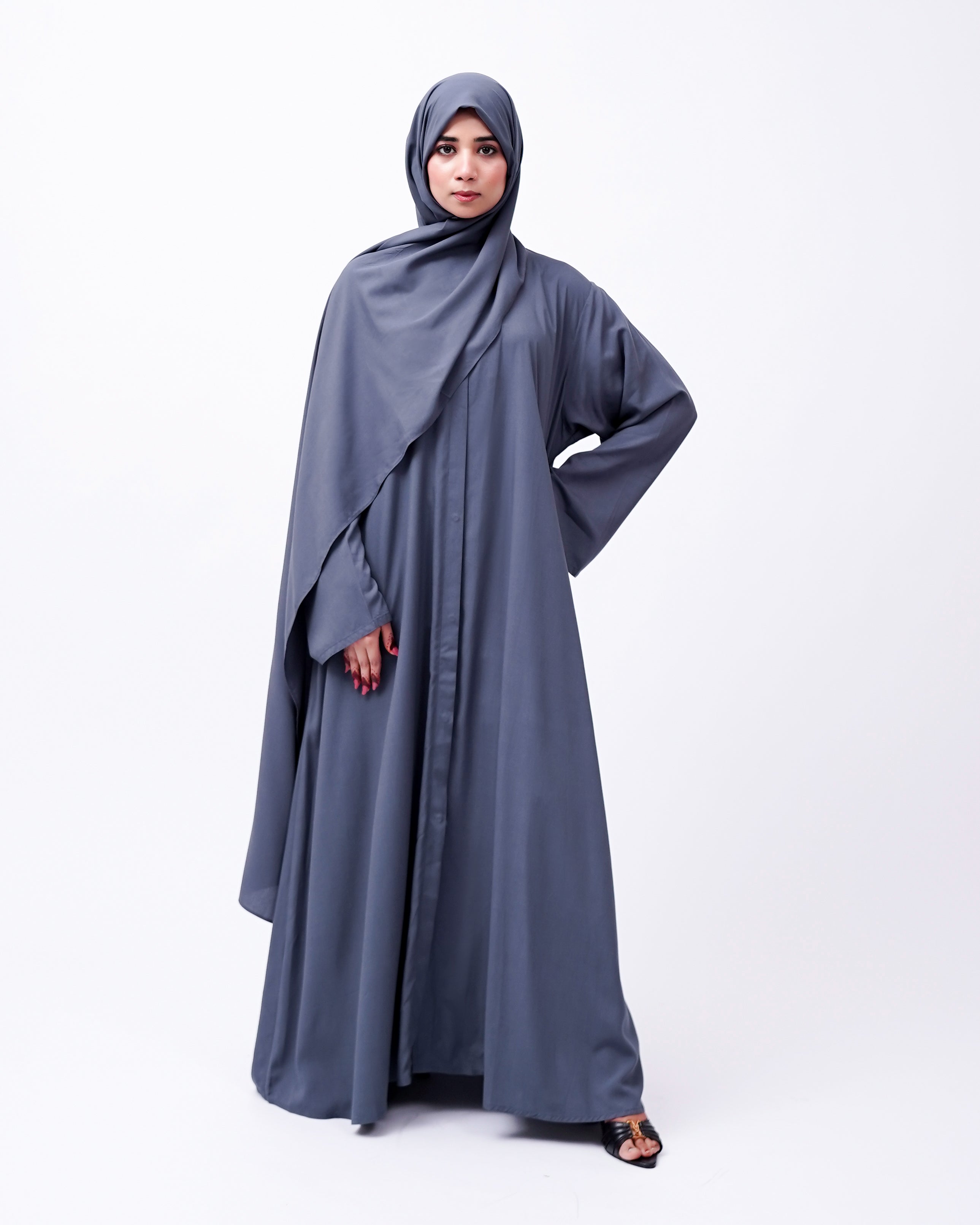 Front open 0121-P Malai Lawn-Grey-