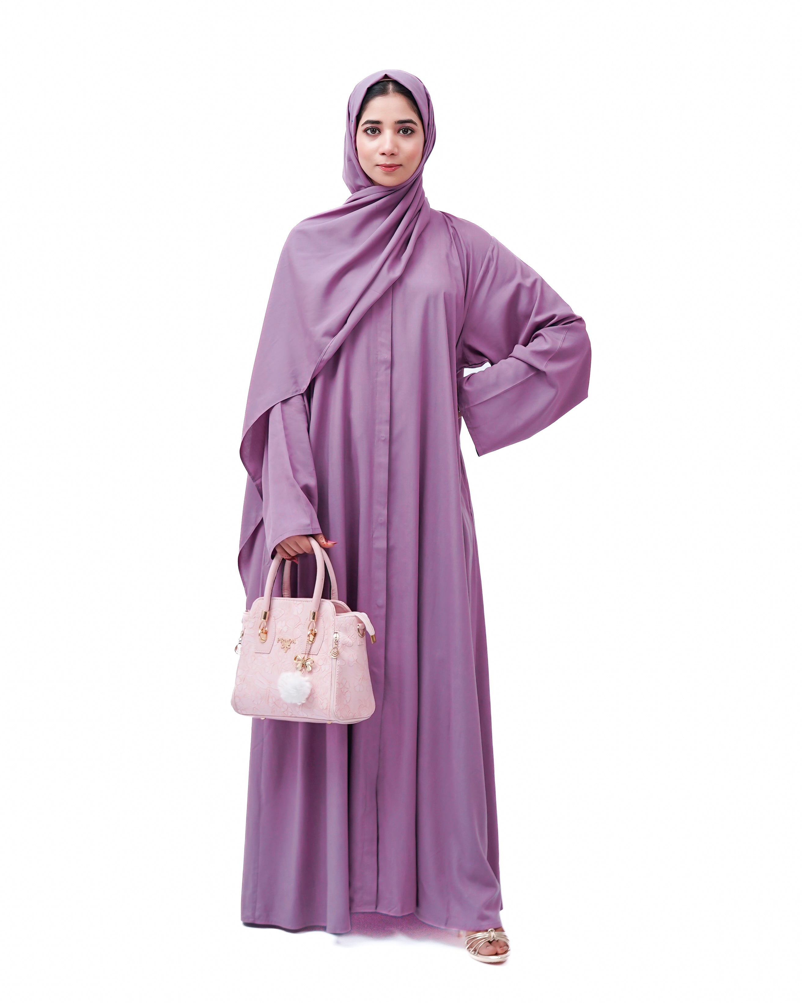 Front open 0121-P Malai Lawn-Purple-