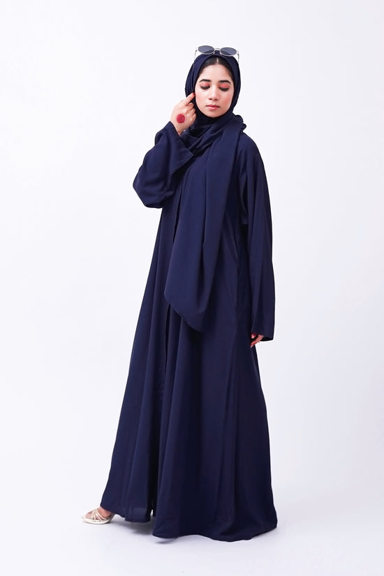 Front open 0121-P Malai Lawn-Navy Blue-
