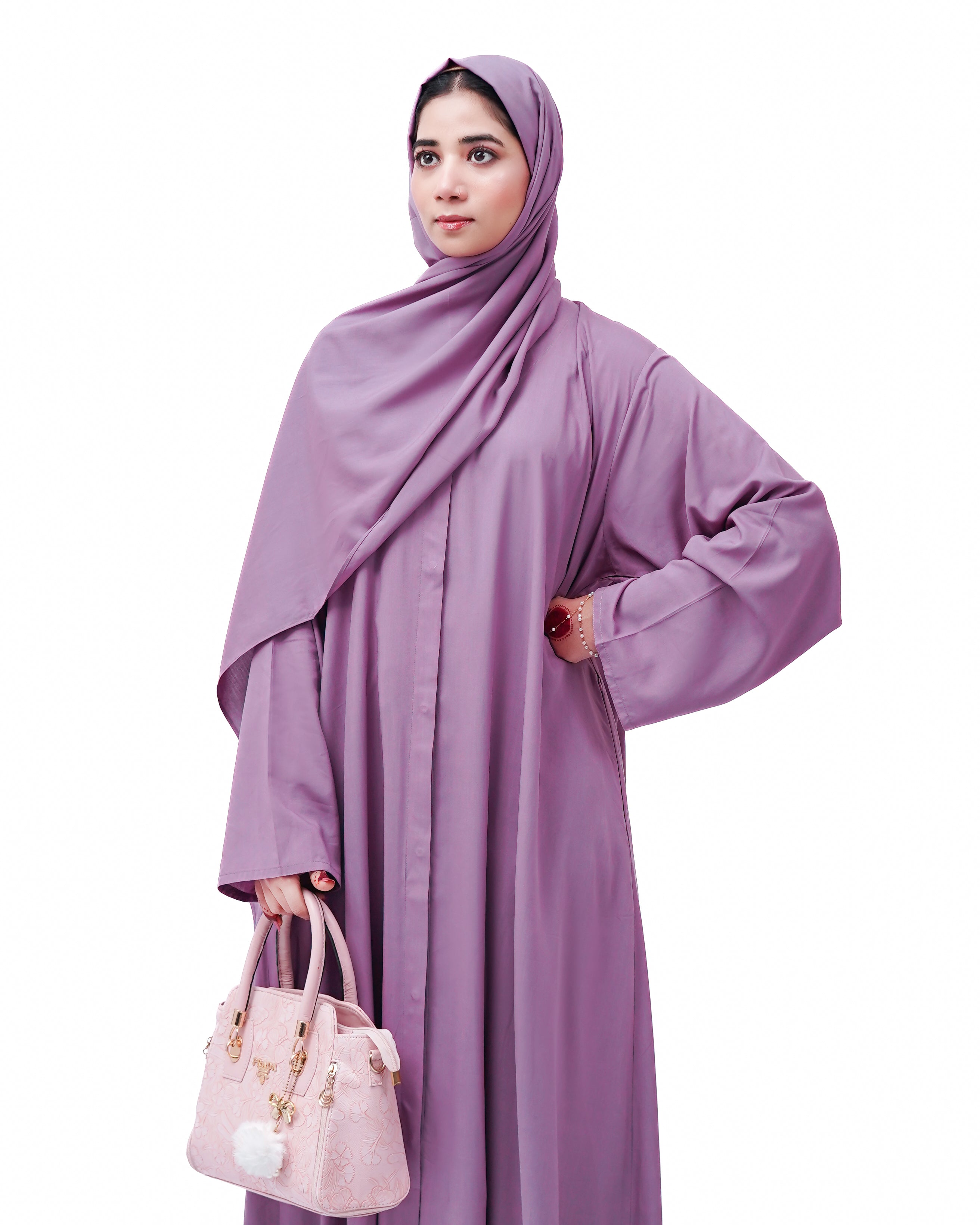 Front open 0121-P Malai Lawn-Purple-