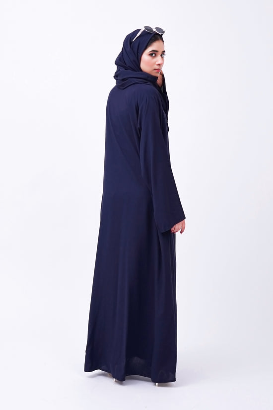 Front open 0121-P Malai Lawn-Navy Blue-
