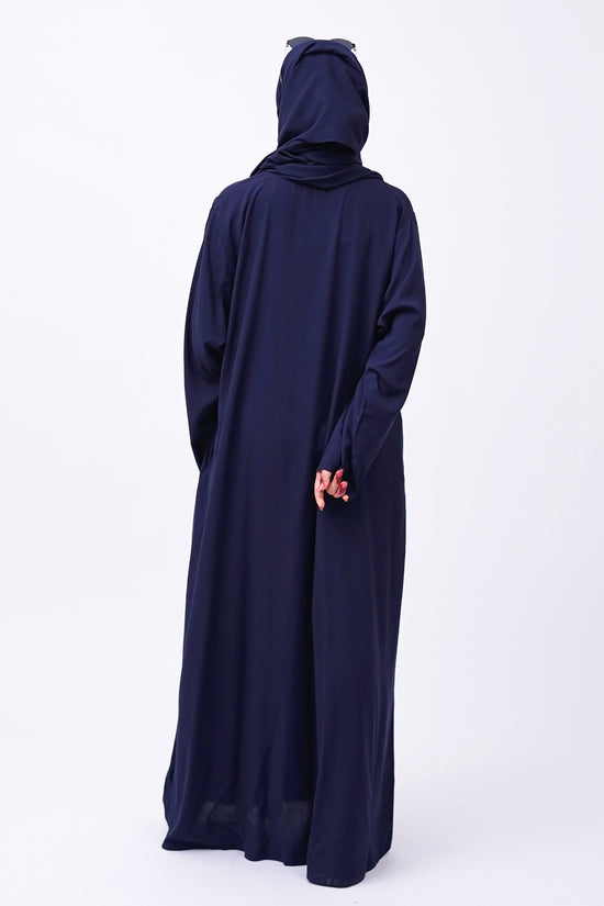 Front open 0121-P Malai Lawn-Navy Blue-