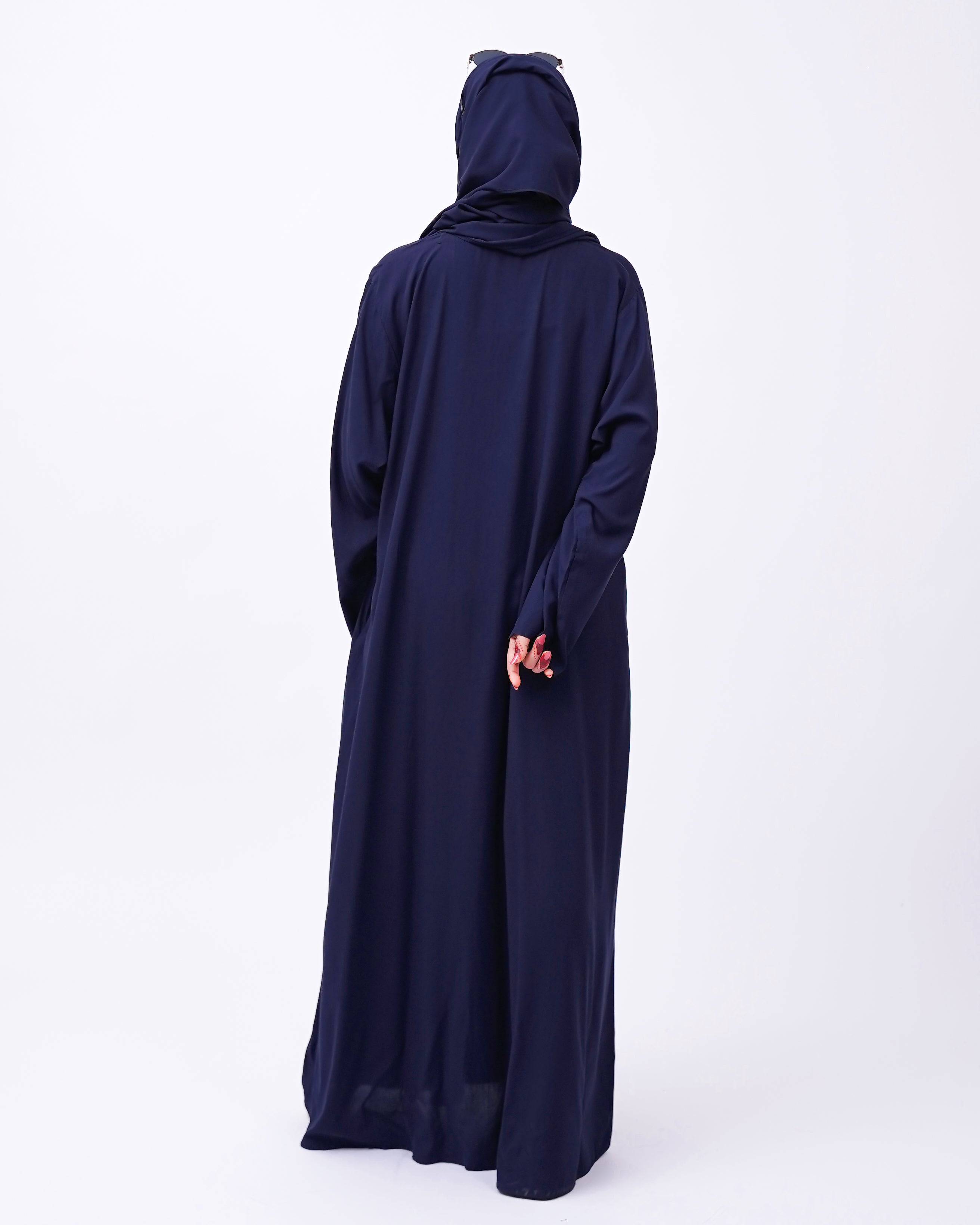 Front open 0121-P Malai Lawn-Navy Blue-