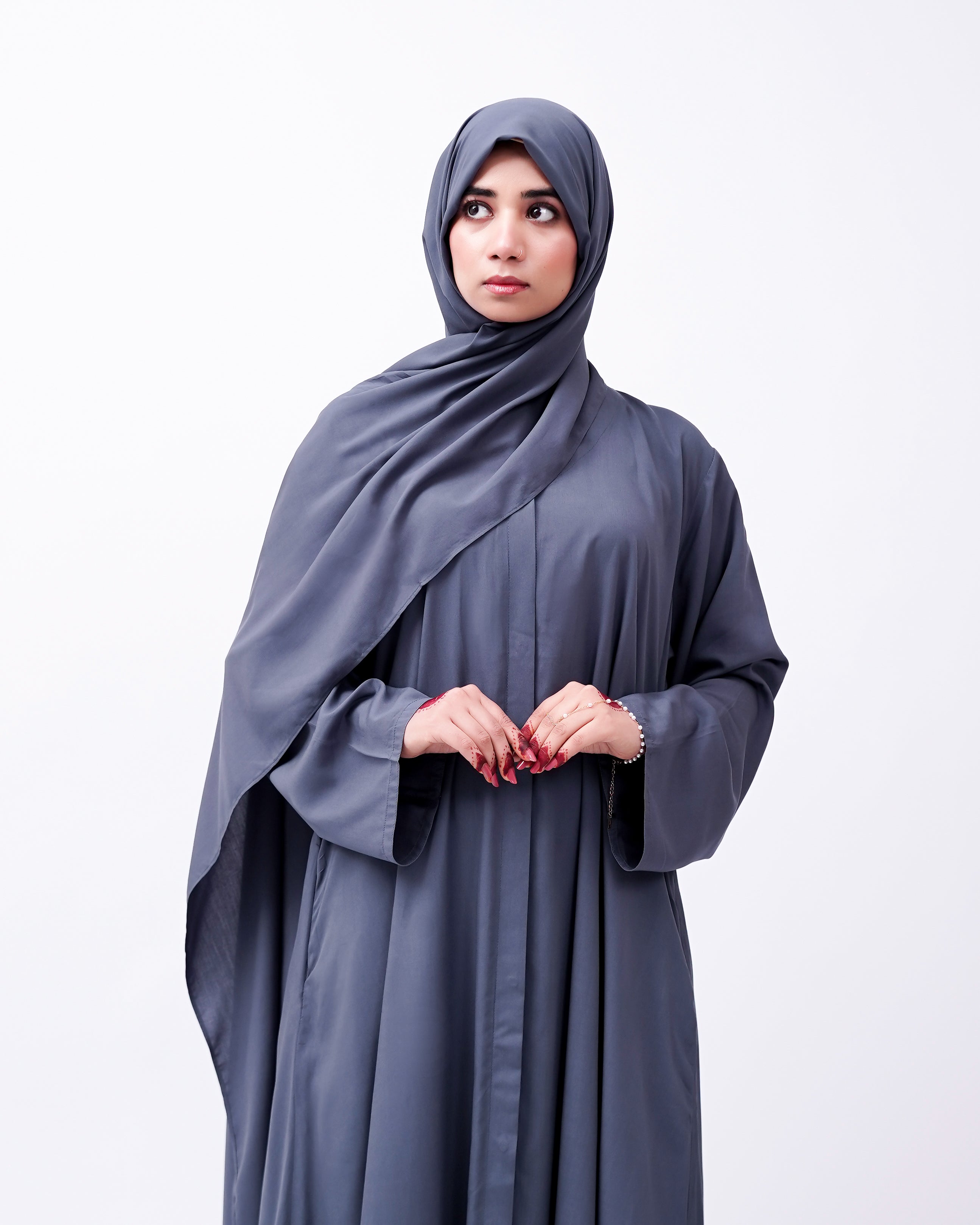 Front open 0121-P Malai Lawn-Grey-