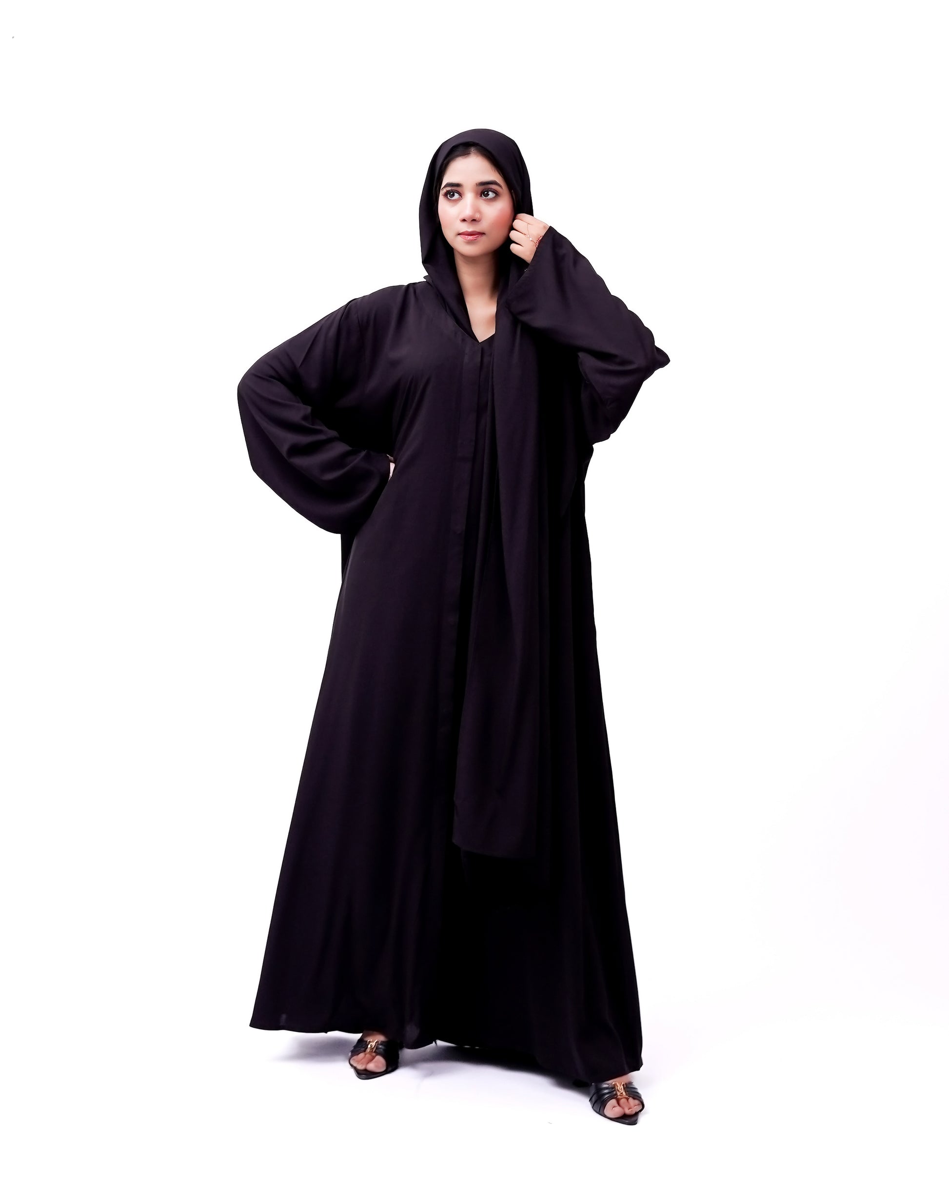 Front open 0121-P Malai Lawn-Black-