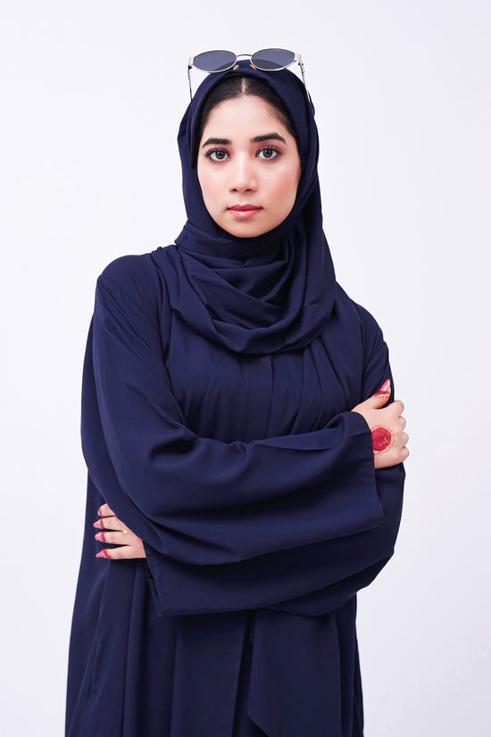 Front open 0121-P Malai Lawn-Navy Blue-