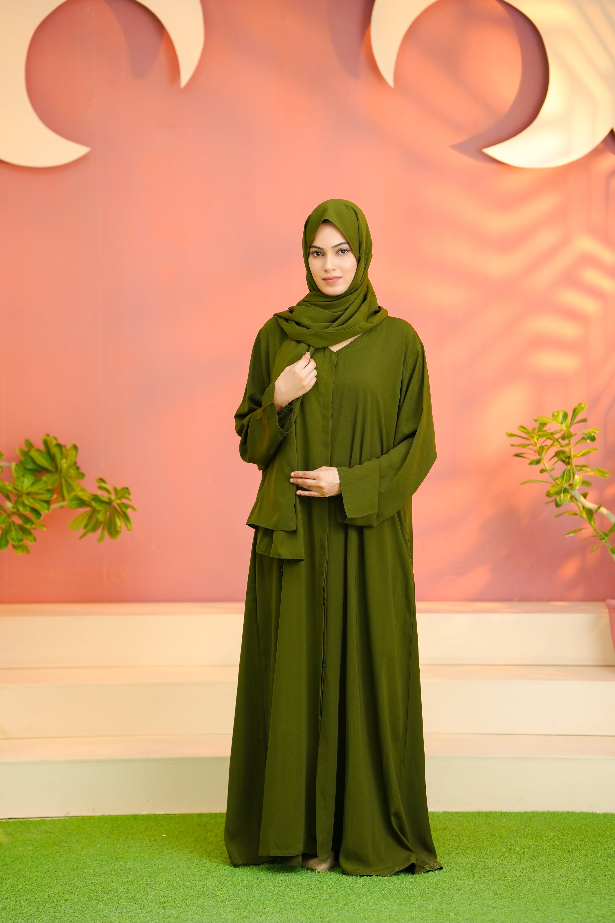 Front Open 0121-P -Mehandi green-